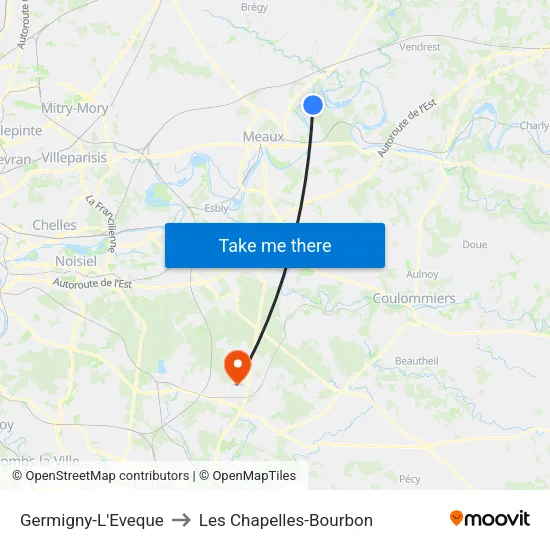 Germigny-L'Eveque to Les Chapelles-Bourbon map