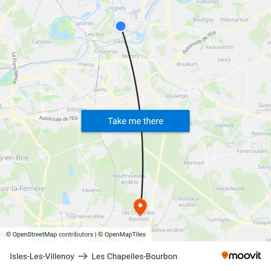 Isles-Les-Villenoy to Les Chapelles-Bourbon map