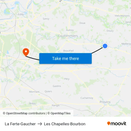 La Ferte-Gaucher to Les Chapelles-Bourbon map