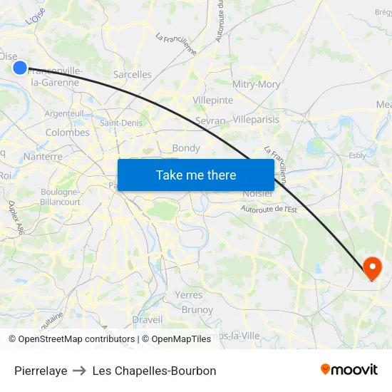 Pierrelaye to Les Chapelles-Bourbon map