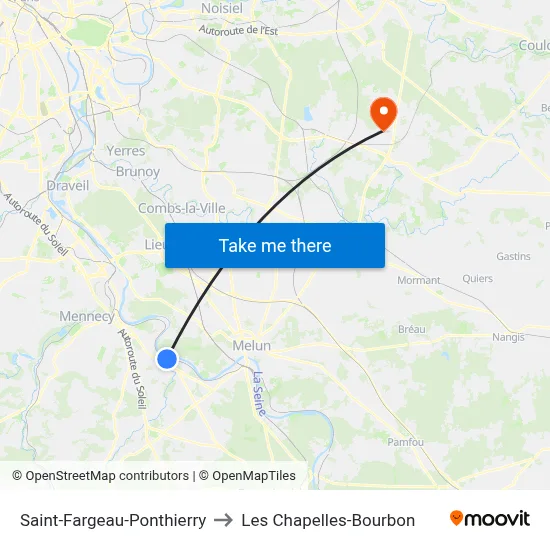 Saint-Fargeau-Ponthierry to Les Chapelles-Bourbon map