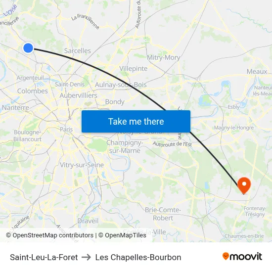 Saint-Leu-La-Foret to Les Chapelles-Bourbon map