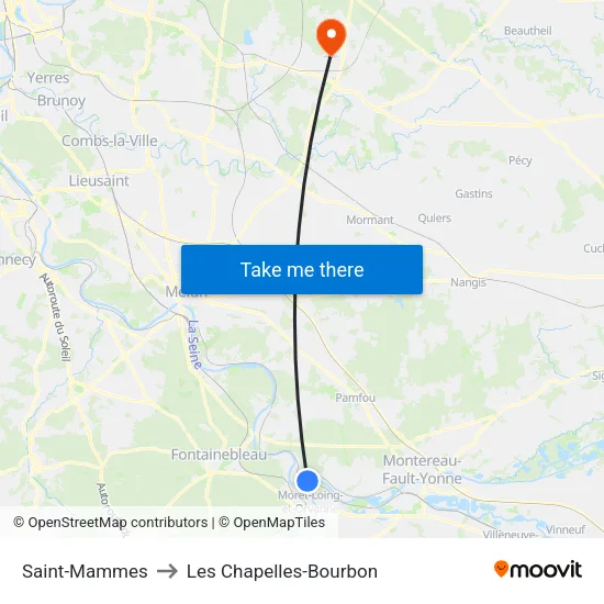 Saint-Mammes to Les Chapelles-Bourbon map