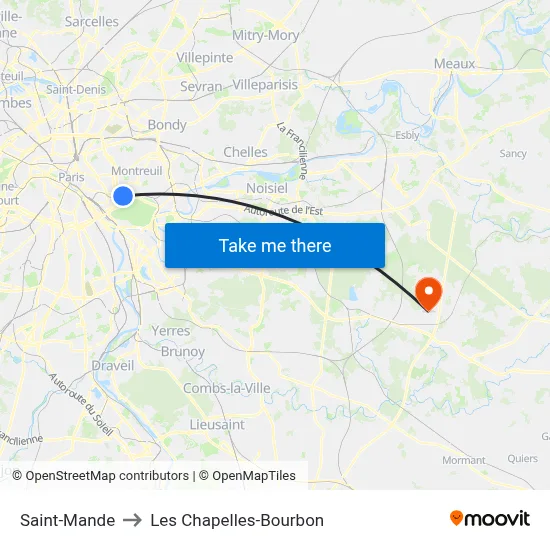 Saint-Mande to Les Chapelles-Bourbon map
