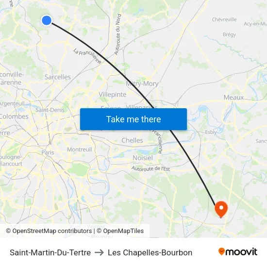 Saint-Martin-Du-Tertre to Les Chapelles-Bourbon map
