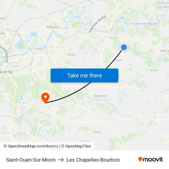 Saint-Ouen-Sur-Morin to Les Chapelles-Bourbon map