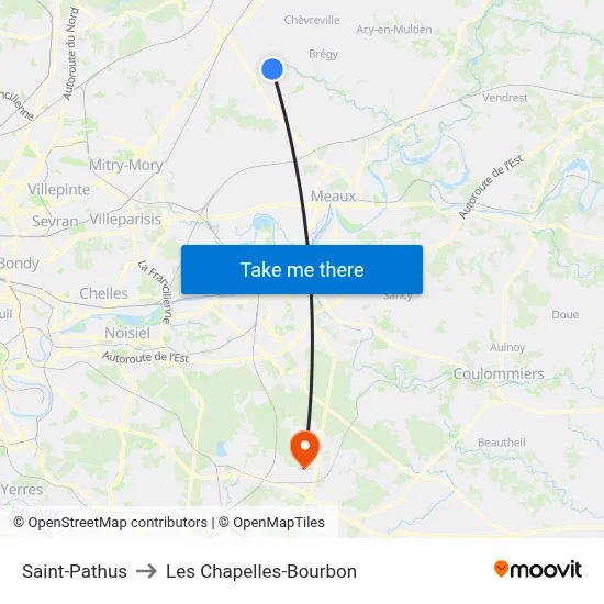 Saint-Pathus to Les Chapelles-Bourbon map