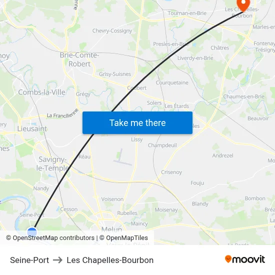 Seine-Port to Les Chapelles-Bourbon map