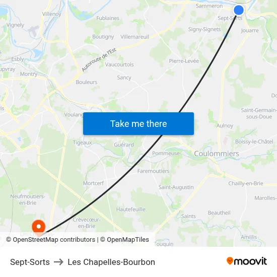 Sept-Sorts to Les Chapelles-Bourbon map