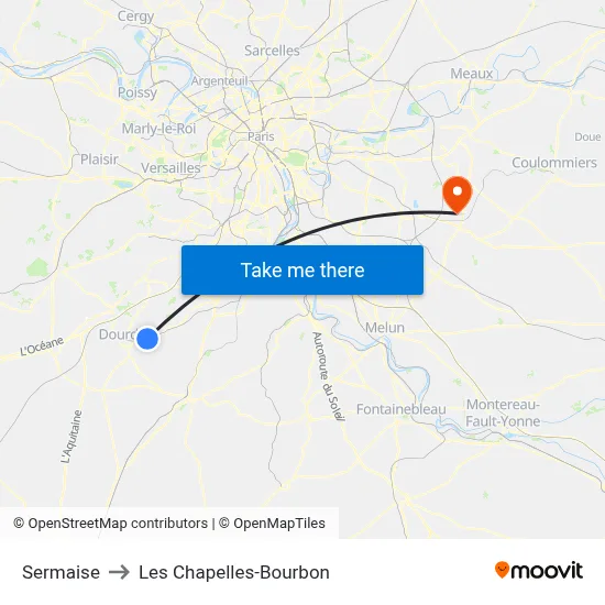 Sermaise to Les Chapelles-Bourbon map