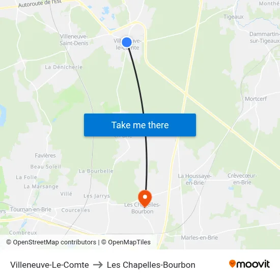 Villeneuve-Le-Comte to Les Chapelles-Bourbon map