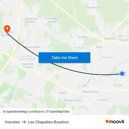 Voinsles to Les Chapelles-Bourbon map