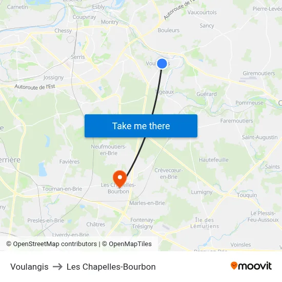 Voulangis to Les Chapelles-Bourbon map