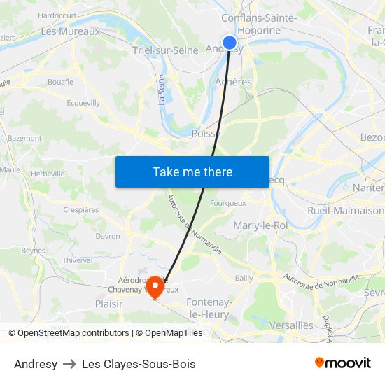 Andresy to Les Clayes-Sous-Bois map