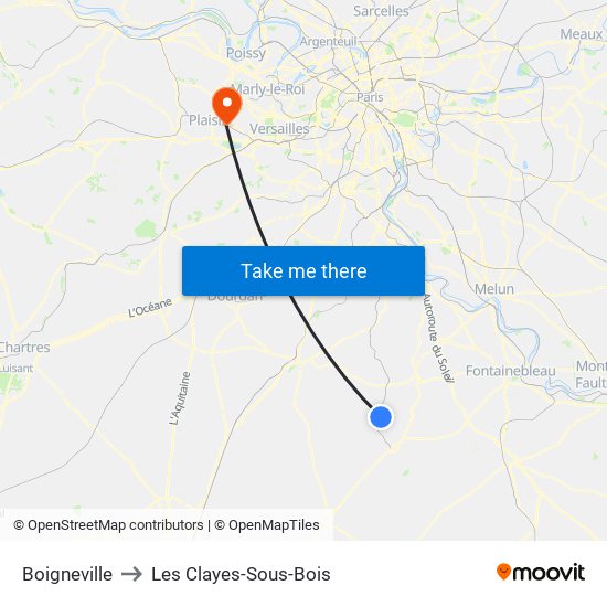 Boigneville to Les Clayes-Sous-Bois map