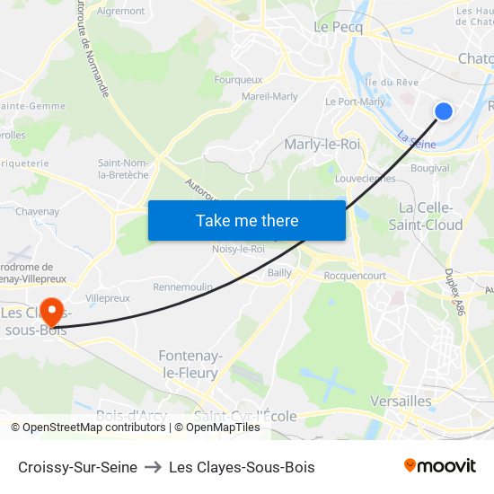 Croissy-Sur-Seine to Les Clayes-Sous-Bois map