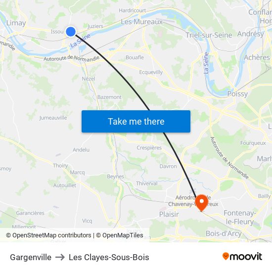Gargenville to Les Clayes-Sous-Bois map