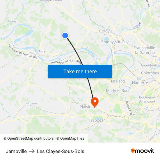 Jambville to Les Clayes-Sous-Bois map