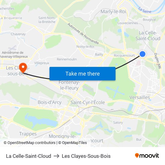 La Celle-Saint-Cloud to Les Clayes-Sous-Bois map