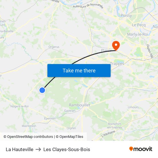 La Hauteville to Les Clayes-Sous-Bois map