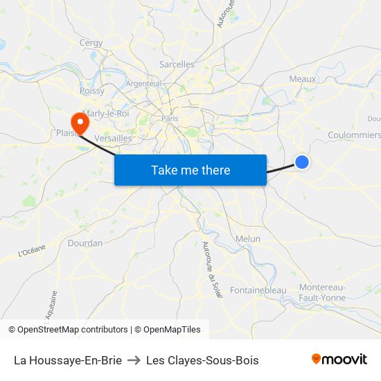 La Houssaye-En-Brie to Les Clayes-Sous-Bois map