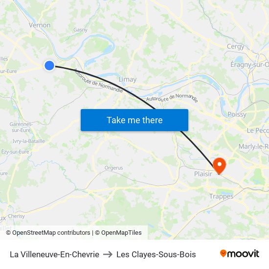 La Villeneuve-En-Chevrie to Les Clayes-Sous-Bois map