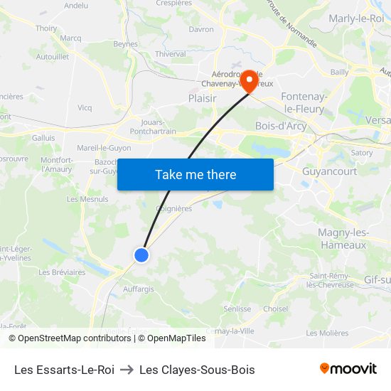 Les Essarts-Le-Roi to Les Clayes-Sous-Bois map