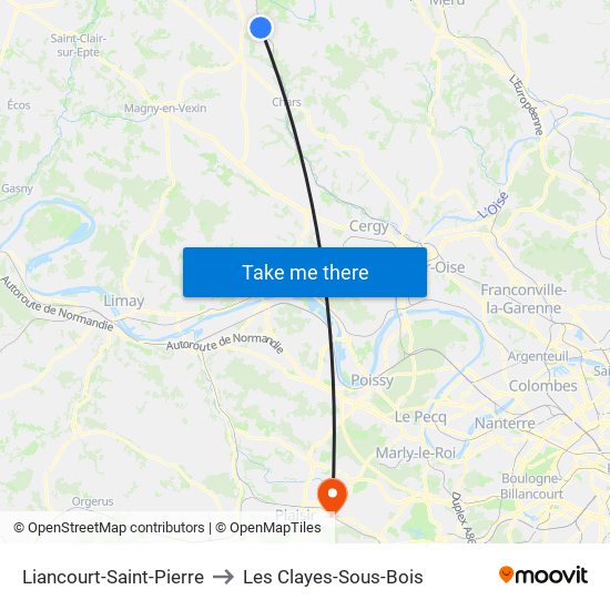 Liancourt-Saint-Pierre to Les Clayes-Sous-Bois map
