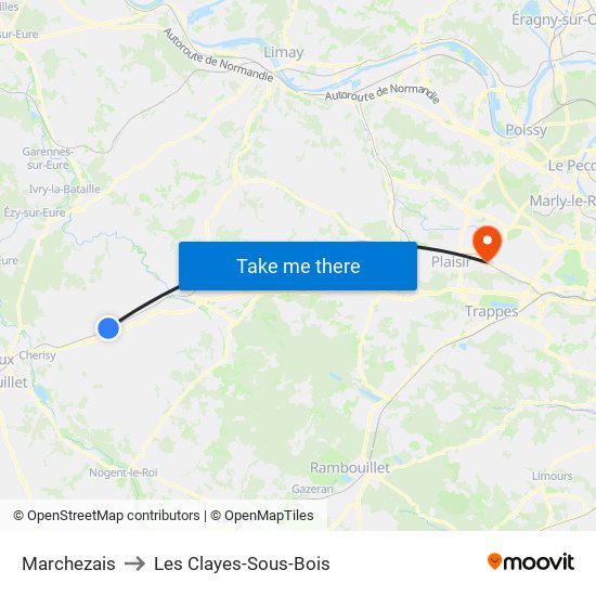 Marchezais to Les Clayes-Sous-Bois map