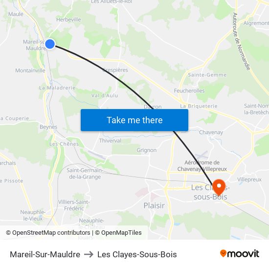 Mareil-Sur-Mauldre to Les Clayes-Sous-Bois map