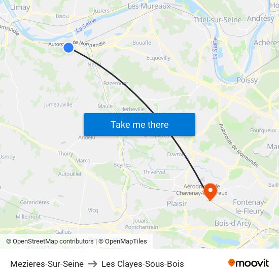 Mezieres-Sur-Seine to Les Clayes-Sous-Bois map