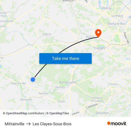 Mittainville to Les Clayes-Sous-Bois map
