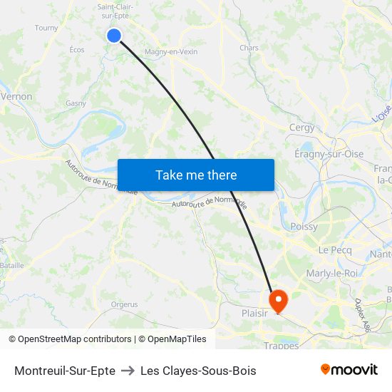 Montreuil-Sur-Epte to Les Clayes-Sous-Bois map