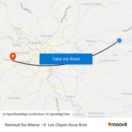 Nanteuil-Sur-Marne to Les Clayes-Sous-Bois map
