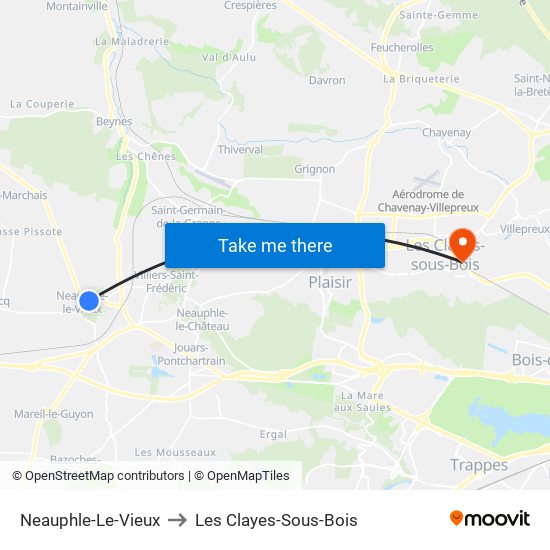 Neauphle-Le-Vieux to Les Clayes-Sous-Bois map