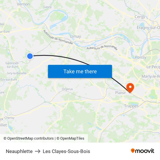 Neauphlette to Les Clayes-Sous-Bois map