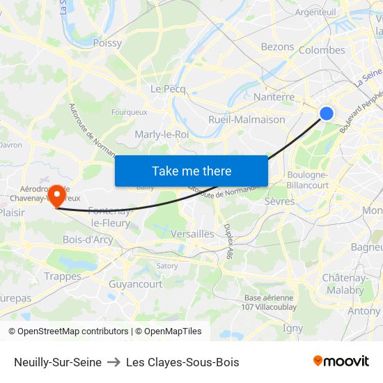 Neuilly-Sur-Seine to Les Clayes-Sous-Bois map