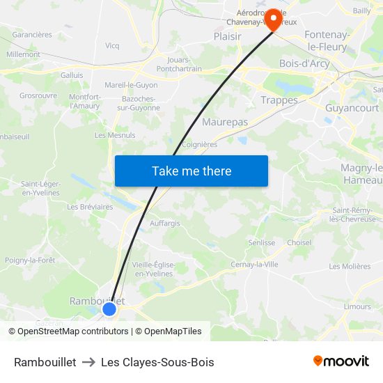 Rambouillet to Les Clayes-Sous-Bois map