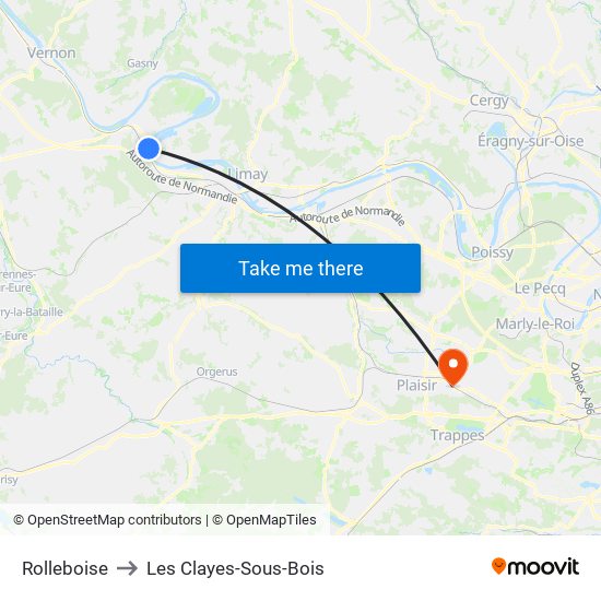 Rolleboise to Les Clayes-Sous-Bois map