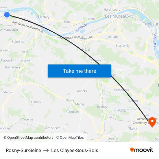 Rosny-Sur-Seine to Les Clayes-Sous-Bois map