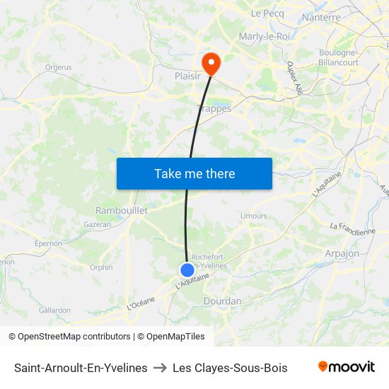 Saint-Arnoult-En-Yvelines to Les Clayes-Sous-Bois map