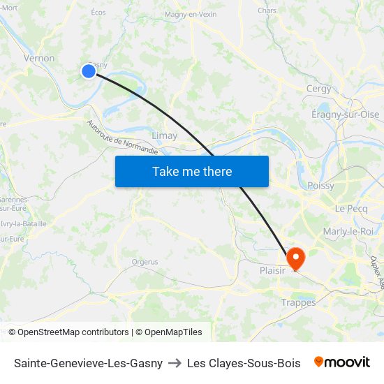 Sainte-Genevieve-Les-Gasny to Les Clayes-Sous-Bois map