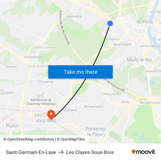 Saint-Germain-En-Laye to Les Clayes-Sous-Bois map