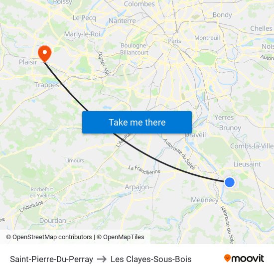 Saint-Pierre-Du-Perray to Les Clayes-Sous-Bois map