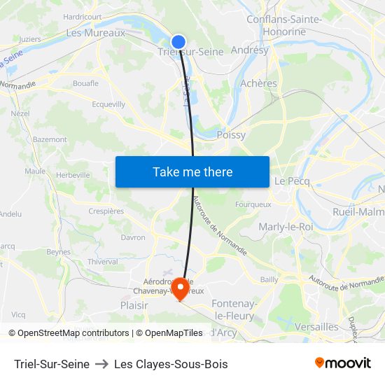 Triel-Sur-Seine to Les Clayes-Sous-Bois map