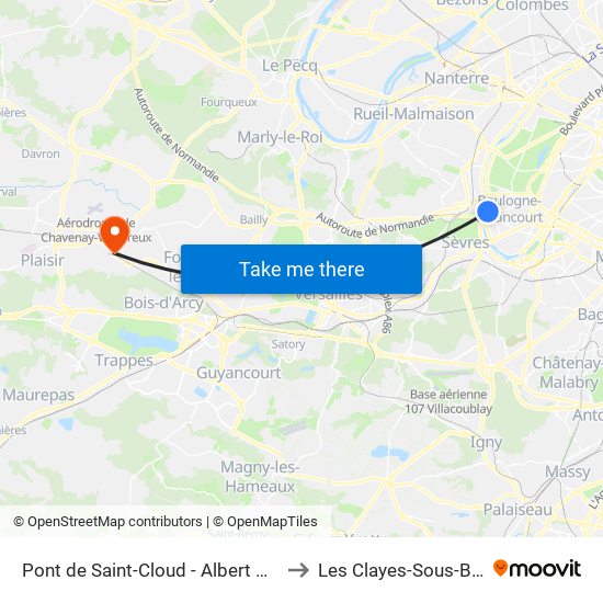 Pont de Saint-Cloud - Albert Kahn to Les Clayes-Sous-Bois map
