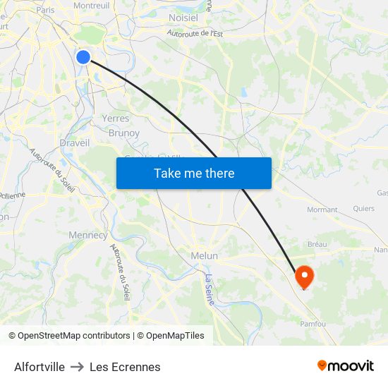 Alfortville to Les Ecrennes map