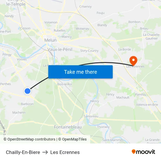 Chailly-En-Biere to Les Ecrennes map