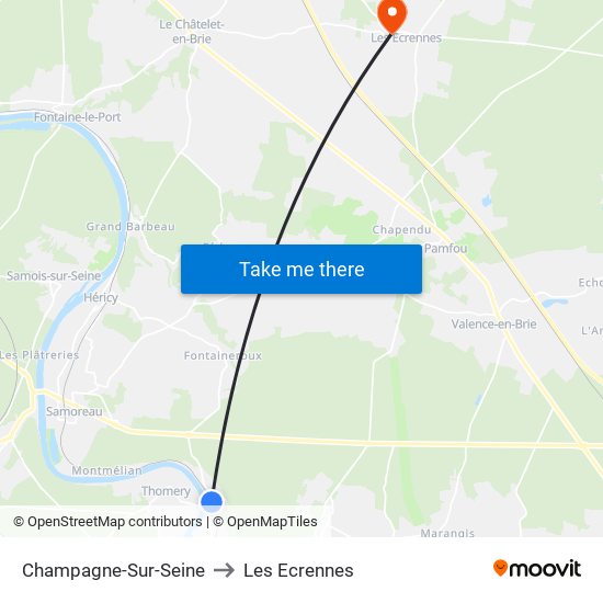 Champagne-Sur-Seine to Les Ecrennes map