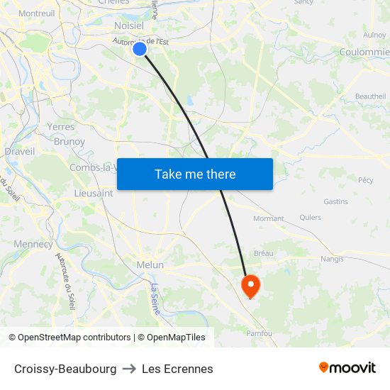 Croissy-Beaubourg to Les Ecrennes map